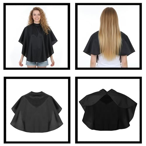 Xinjoduz 2 Stück Schwarzes Make-up-Umhang, Frisierumhang Kurz für Damen Herren, Wasserfester Schwarz Friseur Umhang Haarschneideumhang Haare Färben Zubehör für Salon und Heimgebrauch