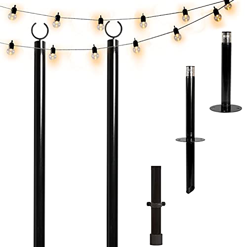 TPSHKE 2 Pack String Light Poles for Outside (2Ã—10 Feet), Heavy-Duty Design, Universal Scene Installation Settings, Suitable for Your Garden, Terrace, Wedding, Party, Birthday Decoration