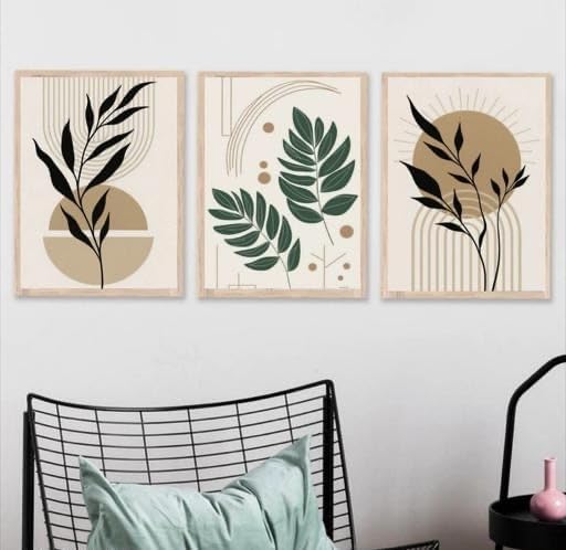 7. Minimalist Leaf Prints with Geometric Designs