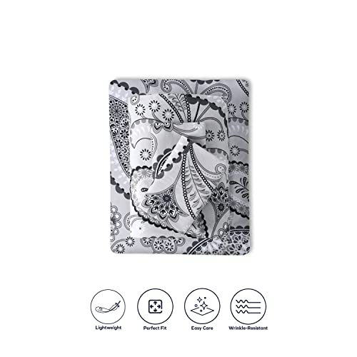 Boston Linen Co. Grey Paisley Sheets For Full Size Bed - Wrinkle And Fade Resistant Bedding Sheets & Pillowcases - Brushed Microfiber 1800 Thread Count King Sheets With 15 Inches Deep Pocket #TOP2