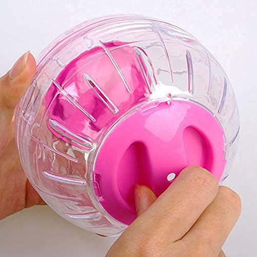 Hamster Ball 6 inch Pink Hamster Exercise Ball with Stand Rat Running Ball for Dwarf Hamster Small Pet Toys Fitness Wheels Cage Accessories (L, Pink E) - Thumbnail 3