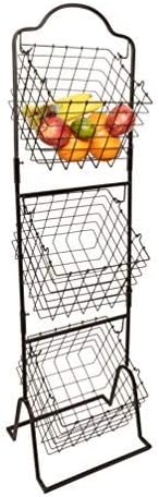 Useful. Three Tier Market Basket for Fruits and Vegetables - Stackable Three Tiered Standing Basket Perfect for Produce Display at Markets, Gas Stations, and Beyond (Rectangle)