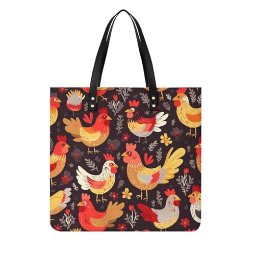 Sacs à main pour femme tendance en cuir végétalien avec motif coq mignon