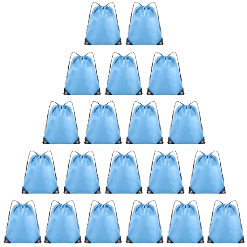 Grneric Drawstring Backpack Bulk 20 Pcs,Polyester Drawstring Bags,Sky Blue