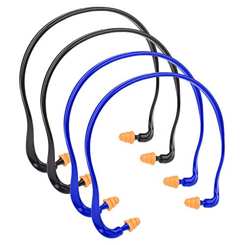 XNHIU 4Pcs Headwear Earplug Corded EarPlug Silicone Earplug Reusable Earplugs with String Dormitory Soundproof Earplug Professional Noise Reduction (Black&Blue)