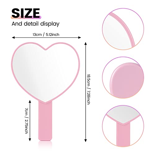 Nicime 3Pack Heart-Shaped Handheld Mirror, Travel Makeup Decorative Mirrors, Cosmetic Hand Mirror With Handle For Women Girls(White, Purple, Pink) #TOP1