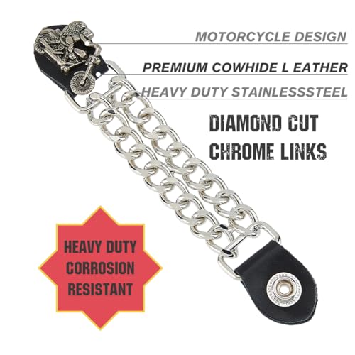 SUPERFINDINGS 5Pcs Leather Waistcoat Extension Chain Motorcycle Vest Extenders Alloy Biker Vest Extenders With Motorbike Engraving 17cm Double Black Chain Vest Extender Waistcoat Extension Chain4