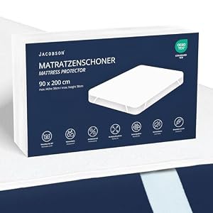 JACOBSON Matratzenschoner 90 x 200 cm - wasserdichte Matratzenauflage - atmungsaktiver Matratzenschutz (90x200cm)