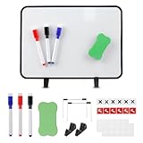 Doppelseitige schwarze Magnettafel als Mini Whiteboard mit Magnet Tafel inklusive Metallhalterungen Stiften und Geschenktüte Whiteboards magnetisch 30 × 21 cm, Whiteboard Klein