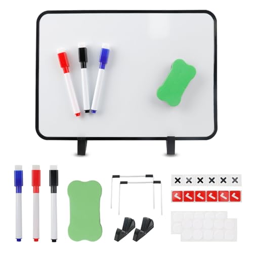 Pizarra magnética negra de doble cara para niños como mini pizarra blanca con imán, incluye soportes de metal, lápices y bolsa de regalo, pizarras blancas magnéticas de 30 x 21 cm, pizarra blanca