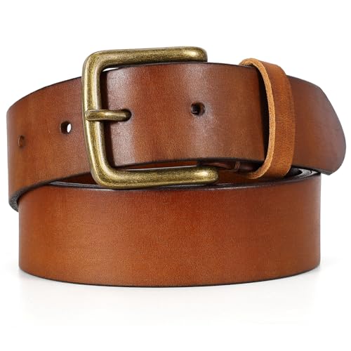 Men's Leather Belt Full Grain Leather Belts for Men Handmade Real Solid Top-Grain Leather Heavy-Duty Work Belt Gifts