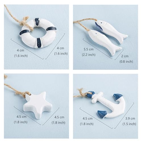 Image of Daimay 12PCS Resin Nautical Ornaments Miniature Beach Ornament Kits Mini Seaside Anchor Lifebuoy Fish Seastar Model Micro Landscape Scenery Decor Aquarium Terrariums Miniature Gardens