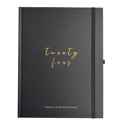 Perfect Planner Company - 2024 Business & Lifestyle Planner - Monthly & Weekly Diary - Habit Tracker - Social Media Planning - Meal and Exercise Planner - 100gsm FSC Paper, Ebony