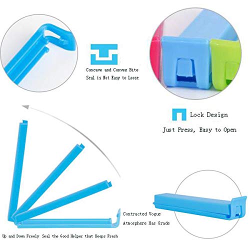 Hicharmcci Food Sealing Clips Bag Clip-Assorted Color & Assorted Size Fresh-Keeping Clamp Sealer Locking Clips For Food Packets (C：15Pcs) #TOP2