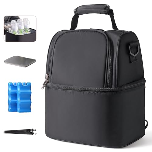 NCVI Breastmilk Cooler Bag with 2 Ice Pack, Breast...