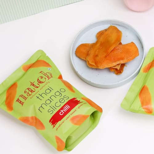 Image of Natch Dried Thai Mango Slices, Healthy Snakcs Vegan & Gluten Free, 100% Natural Fruit, No Artificial Preservatives, Healthy Fruit Snacks for Adults & Kids, Real Mango Candy, 150g each (Pack of 3), Chilli Flavour