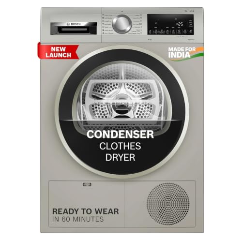 Image of Bosch 8 kg Front Load Fully-Automatic Tumble Dryer, 100% Drying, 5 Drying Options, Reduces 99.9% Allergens, Ready-to-Wear No Crease, Silver, WPG23108IN (2026 Model)