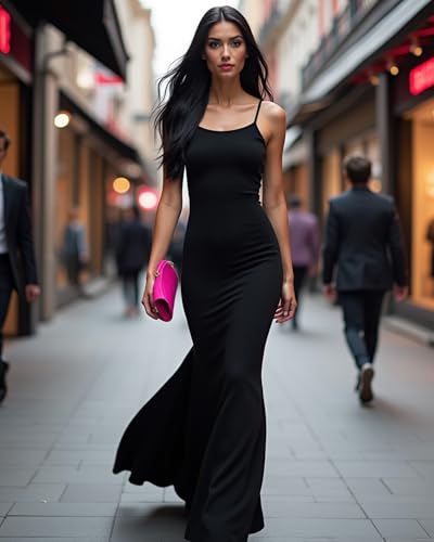 Image of Women Bodycon Maxi Dress | Sleeveless, Spaghetti Strap, Elegant, Tight, Mermaid