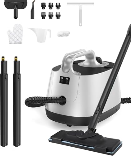 Image of Steam Cleaner with 21 Accessories, 5 Minutes Fast Heating, Multipurpose Portable Canister Steamer for Floors, Carpet, Cars, Tiles, Grout Cleaning, Chemical-free, 1.5L Capacity