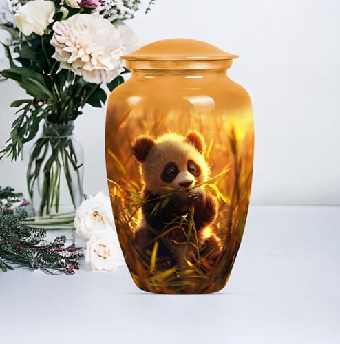 Image of Personalized Panda - Cremation Urn for Ash - Ash Urns for Human - 10 Inch - Large with Velvet Bag - Memorial Urn for Mom & Dad - Burial Urns - Human Remain Urn - Decorative Urns for Ashes