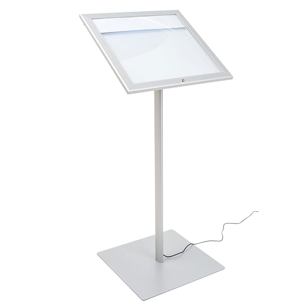 Danieli - Porta Menu da Esterno 2xA4 Luminoso - Bacheca Menu a Leggio - Espositore da Terra Portamenu Magnetico, Scrivibile con Pannello Personalizzabile e Serratura, 2 Chiavi Incluse (2 x A4 LED)