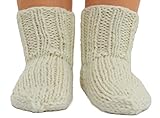  Shimasocks Baby Kinder Damen Herren Socken handgestrickt reine Schurwolle, Farben alle:wollweiß, Größe:28/29