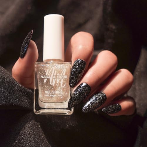 Image of Nails & More Holographic Glitter Ring Light Nail Polish Topper, Argan Oil-Infused Gel Shine, Sparkly Nails, Festival Polish | 10ml