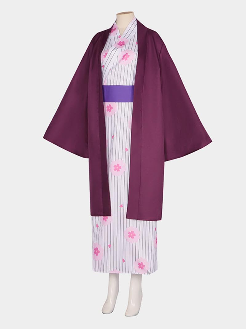 Anime fioletowy szlafrok różowe kimono damski strój na Halloween kostium