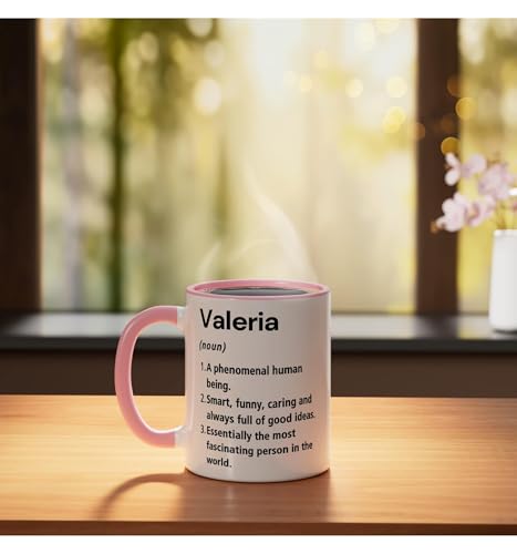 Taza de cerámica Valeria nombre diccionario rosa/blanco miniatura 3