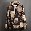 KLJHNVBM Unisex Hooded Sweatshirt Oversized Pullover Hoodie with Pocket Cute Brown Cartoon Owls Hoodie Casual Streetwear, Style, Medium #2