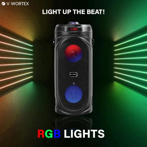 Image of 30W Wireless Bluetooth Speaker with HD Sound, Extra Bass, RGB LED Lights, Fast Charging, USB Playback, AUX Input for Parties and Outdoor Use