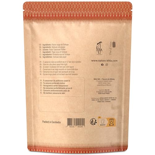 Khla - Szechuan Pfeffer Rot 100 g - Roter Sichuan Pfefferkörner Ganz - Sichuan-Beeren - Asiatisches Gewürz Timut-Pfeffer Chili Sichuanese - Begrenzte Produktion - Herkunft China