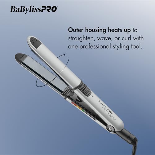 Image of BaBylissPRO Nano Titanium Prima Ionic Hair Straightener - Professional Flat Iron & Curling Iron in One for Stylists, Pro Styling Hair Tool
