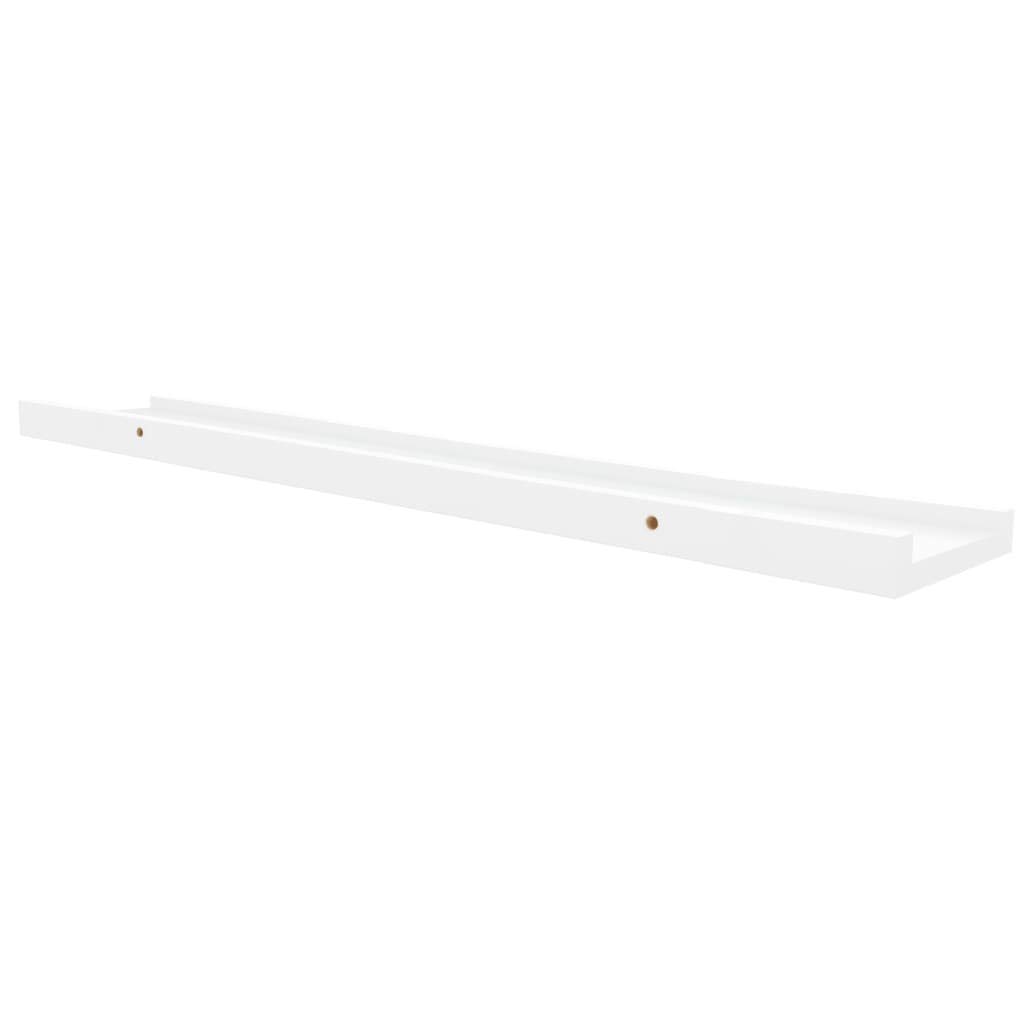 Mensole per Quadri 2 Pezzi, Scaffali da Parete in MDF Bianco, Mensola per Foto, Design a U con Bordo Anticaduta per Cornici e Decorazioni, per Soggiorno, Studio, Bagno, Cucina, 80x9x3cm
