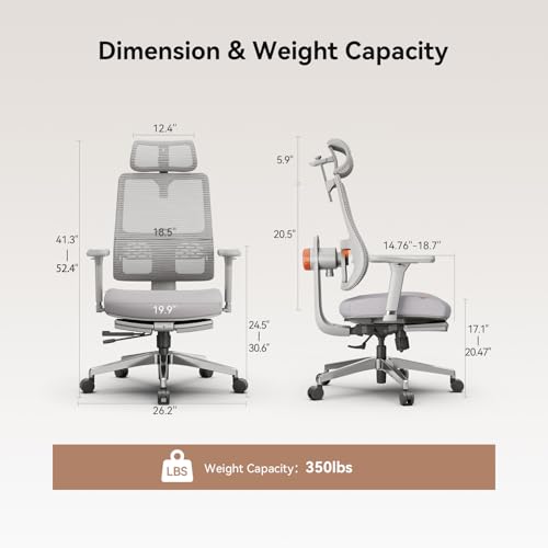Image of Newtral Ergonomic Office Chair, Auto-Following Lumbar Support, 5D Headrest & 4D Armrest, High Back Mesh Desk Chair with Footrest, 136 Tilt Lock,330lbs Capacity for Home Office Gaming