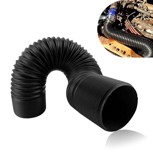 Titgoes Car Air Intake Hose 2.5 Waterproof Flexible Vehicle Air Intake System Hose Stretchable Car Cold Air Turbo Inlet Tube Universal for Sedans SUVs Trucks (Black #63MM)