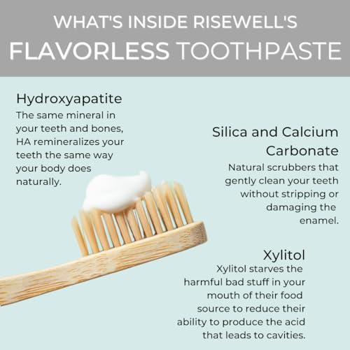 RiseWell Mineral Toothpaste - Hydroxyapatite Flavorless Toothpaste - Fluoride-Free, SLS Free Whitening Toothpaste, Natural Remineralizing Toothpaste - Made by Dentist Toothpaste, 3.4 Oz