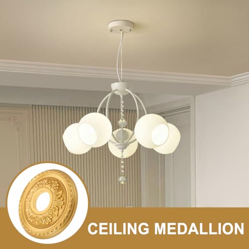 Cabilock Ceiling Medallion Plate Ceiling Medallion for Light Fixtures 12 Inch Decorative Cover for Fan and Chandelier Ring Covers for Living Rooms, Dining Rooms, Shopping Malls, Bedrooms - Thumbnail 7
