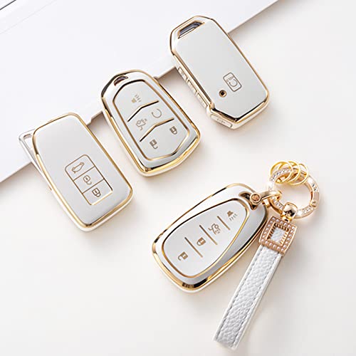 image for CACARLIKE for Chevy Key Fob Cover with Leather Lanyard, Car Key Fob Ca