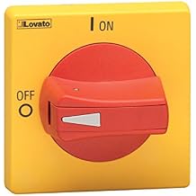 Lovato Electric GAX64 Door Coupling Handle, Padlockable. Red/Yellow, Rotating, for GaA, Ga063 Sa, and GAD. Ring Fixing. Protruding Selector with Release