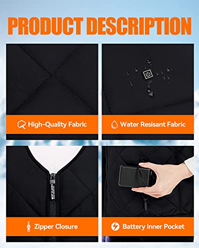 Lvkakmox Women Heated Vest, Collarless Lightweight Womens Heated Jacket Vest, 5 Heating Levels, 8 Heating Zones, Unique Gift For Womens (Battery Not Included) #TOP3