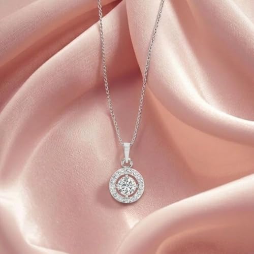 Image of Miss Highness 925 Pure Silver Pendant Necklace for Women, Modern Design Pendants, Rhodium Plated, Minimal Jewellery with Authenticity Certificate, Birthday, Anniversary, Gift for Wife & Girlfriend