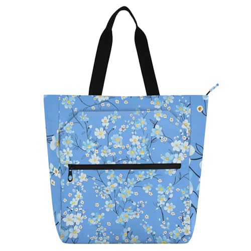 Bolsa de libros infantil estilo vintage con margaritas azules