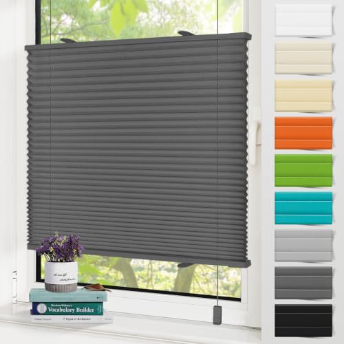 Zarnan Plissee Klemmfix ohne Bohren Anthrazit B80 x H160cm Plisseerollo Sonnenschutz und Sichtschutz Jalousien Easyfix Plissees Blickdicht… – Ansicht 1