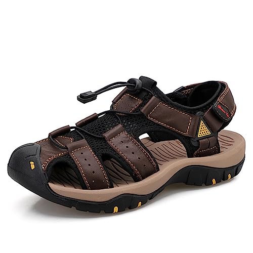 Rojeam Mens Casual Walking Sandals Closed Toe Beach Shoes Sports Outdoor Sandals Summer Sandals for Hiking Trekking