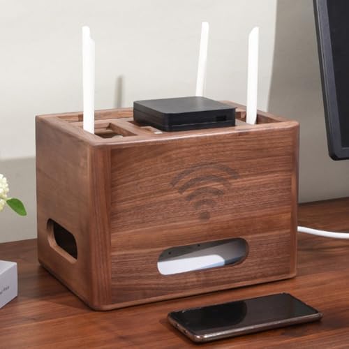 Boîte de rangement de fils en bois à 2 niveaux pour éliminer les nœuds de câbles du hub USB - 3