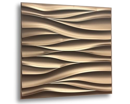 3D Paneele 50x50cm PVC Kunststoffpaneele Wandpaneele Gaming Zimmer Wand Decke 3D Optik - 8 Stück 2m² PVC 3D Platten (TD039 Metallic Coffee)