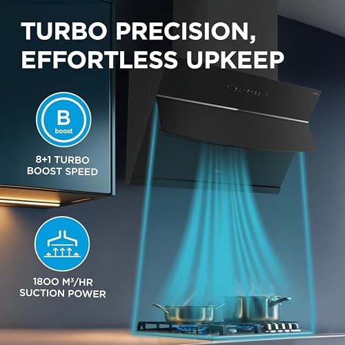 Image of Midea 90 cm 1800 m3 /hr BLDC, Filter-less, Wi-Fi enabled, intelli- Autoclean, 9 speed kitchen Chimney with 3 Yrs Product and 12 Yrs Motor Warranty, Free Installation Kit (Magnus Auto Clean), Black