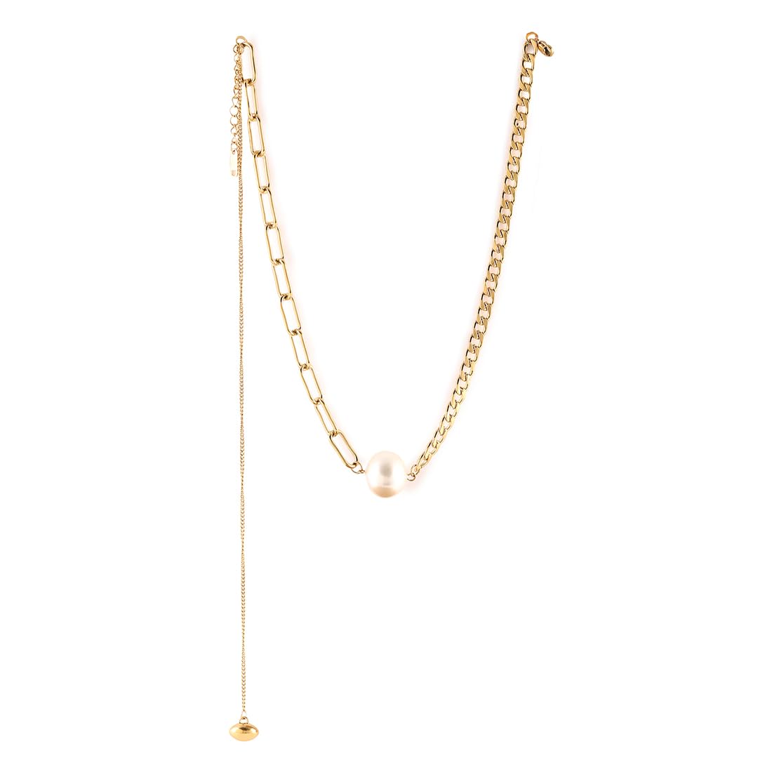 El Regalo Elegant Warterproof 18K Gold Plated Pearl Dainty Ball Bead Chain Necklace - Stainless Steel Anti-Tarnish Jewelry for Women, Girls (Big Pearl Tassel) (B0DFMGBZ32) Amazon Price History, Amazon Price Tracker