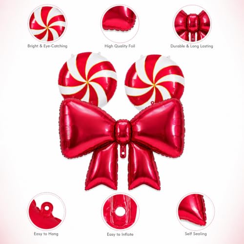 Image of Bow Theme Foil Balloons For Birthday & Baby Shower, Set of 3 pcs